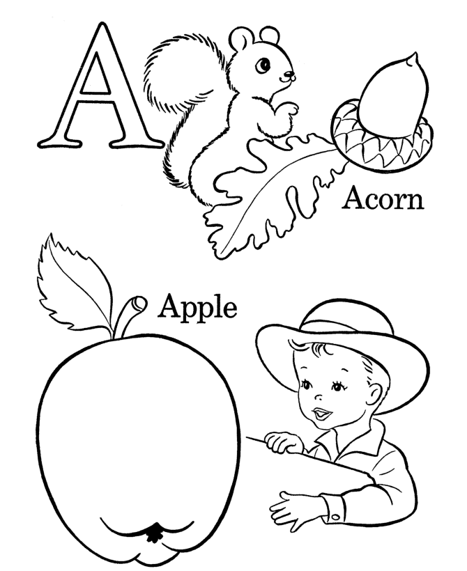 Farm Alphabet ABC Coloring page | Letter A 