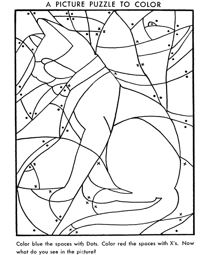 Hidden Picture Coloring Page | Cat