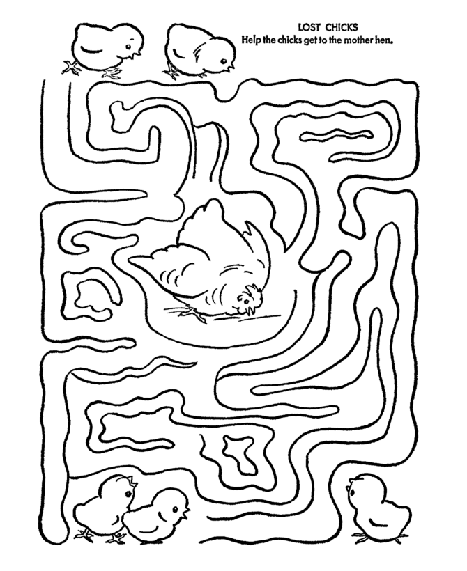 Maze Activity Sheet | Channel Maze - Lost Chicks