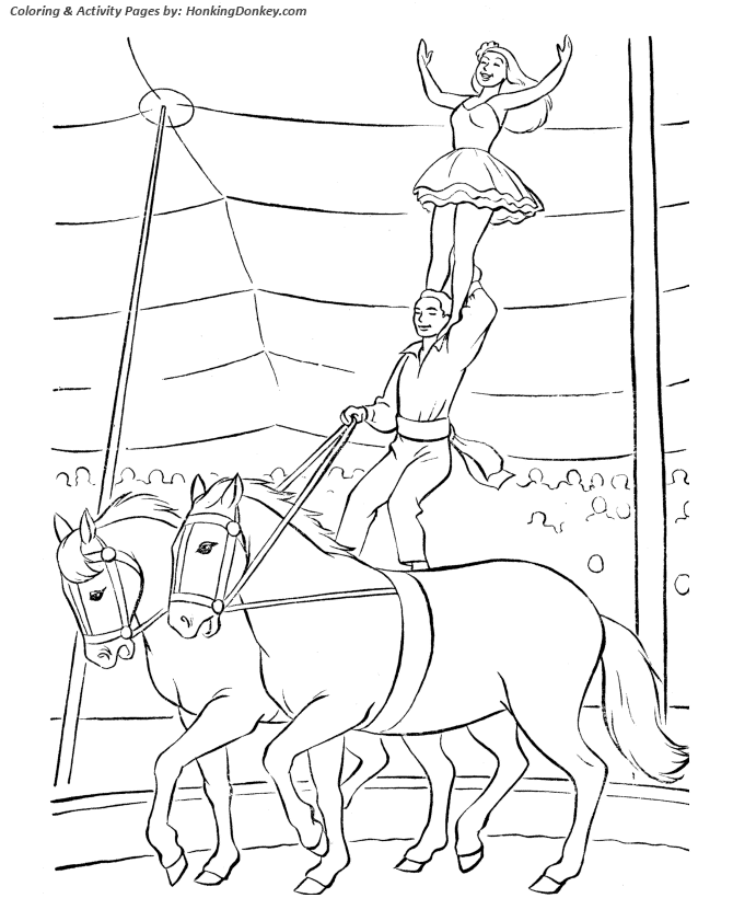 Circus Coloring page | Trained Horse and riders