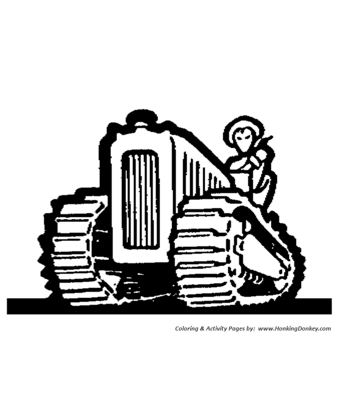 Farm vehicles coloring page | Tractor with caterpillar treads