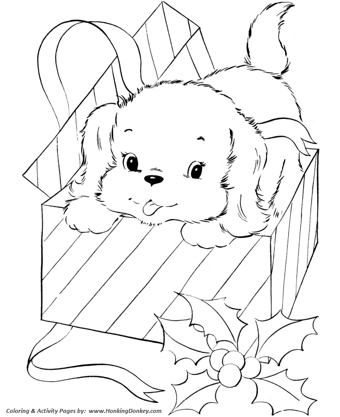 Puppy for Christmas - Pet Dog Coloring page