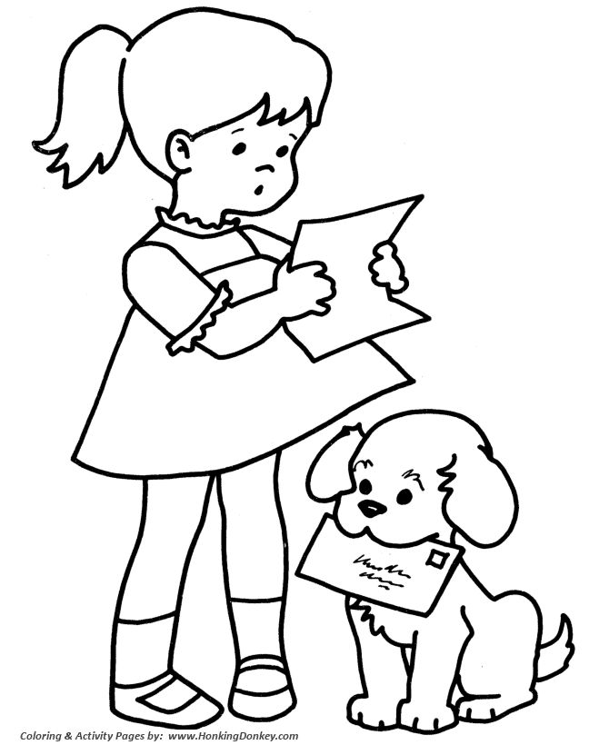 Mail Dog - Pet Dog Coloring page