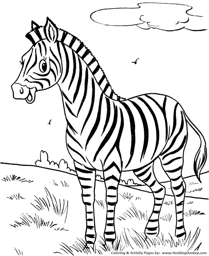 Happy little zebra animal coloring page | Zebra Coloring page