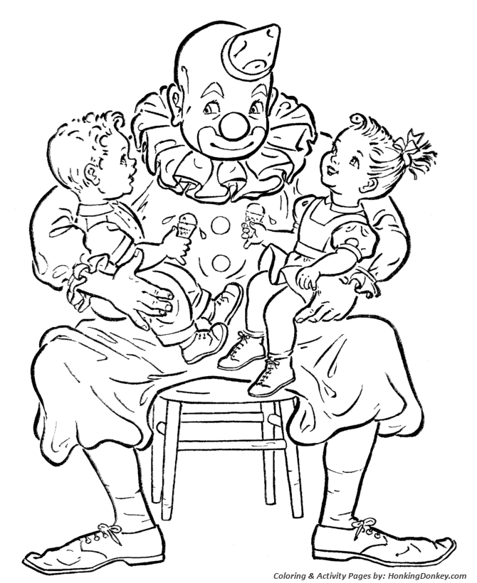 April Fool's Day Coloring page | Clown and Kids 