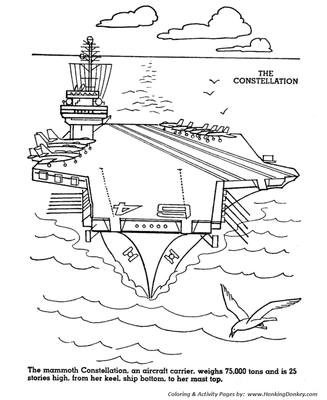 Armed Forces Day Coloring page | US Navy aircraft carrier