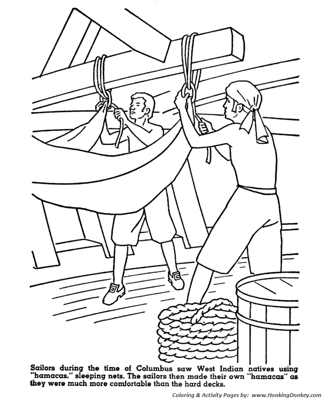 Columbus Day Coloring page | Columbus discovered hammocks