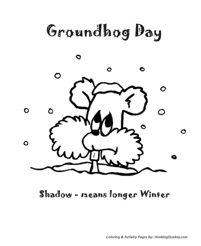 Groundhog Day Coloring Pages - Shadow means longer Winter