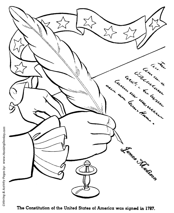 July 4th Coloring Pages - Signing of the US Constitution