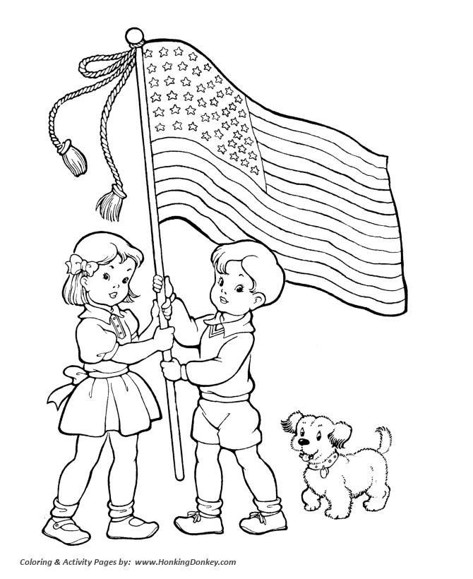 July 4th Coloring Pages - Wave the Flag