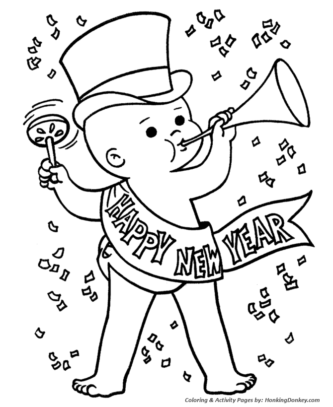 New Year's Day Coloring Pages - Baby New Year