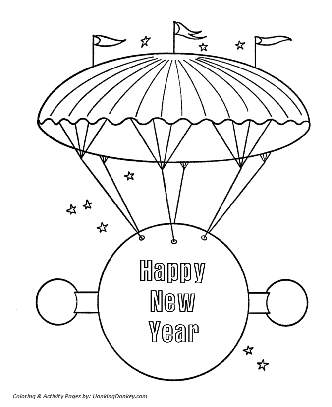 New Year's Day Coloring Pages - Happy New Year Decoration Coloring Page 