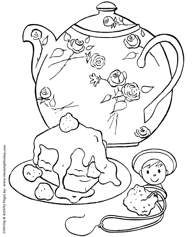 Birthday Coloring pages | Birthday Tea and Cake
