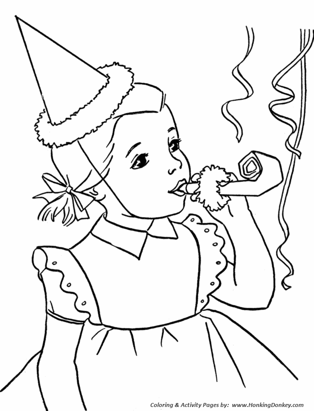 Birthday Coloring pages | Birthday Party Horn