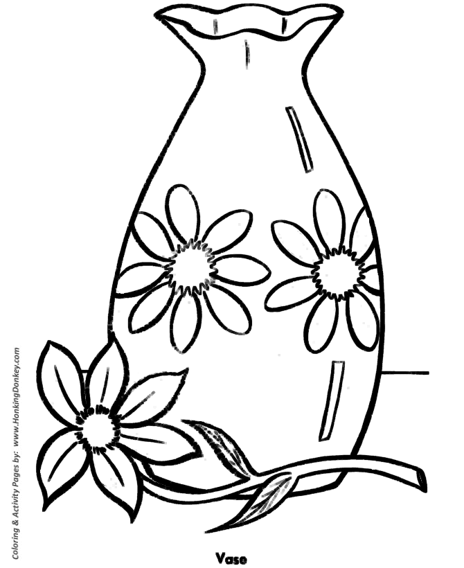 Easy Coloring pages | Flower Vase