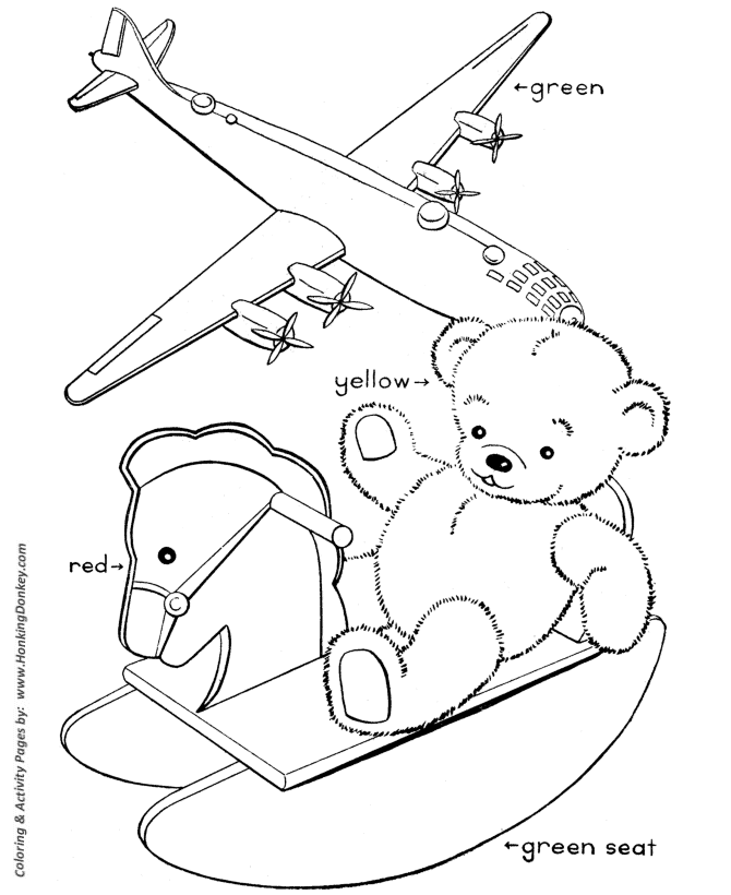 Teddy Bear Coloring pages | Bear and Toys