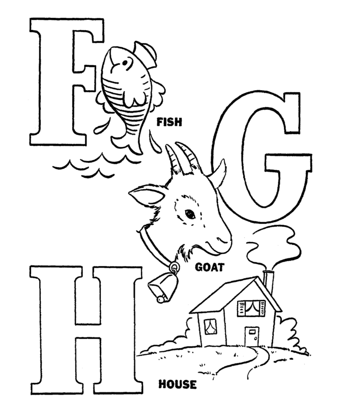 ABC Pre-K Coloring Activity Sheet | Alphabet Letters F-G-H 