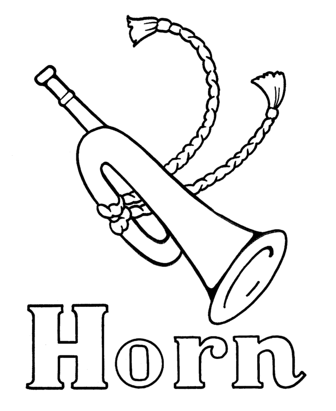 ABC Pre-K Coloring Activity Sheet | H is for Horn