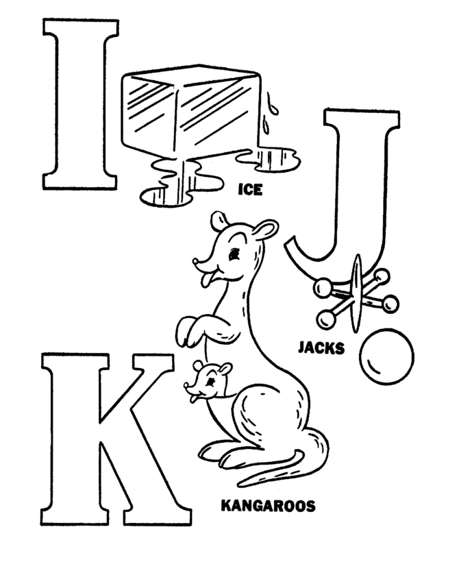 ABC Pre-K Coloring Activity Sheet | Alphabet Letters I-J-K 