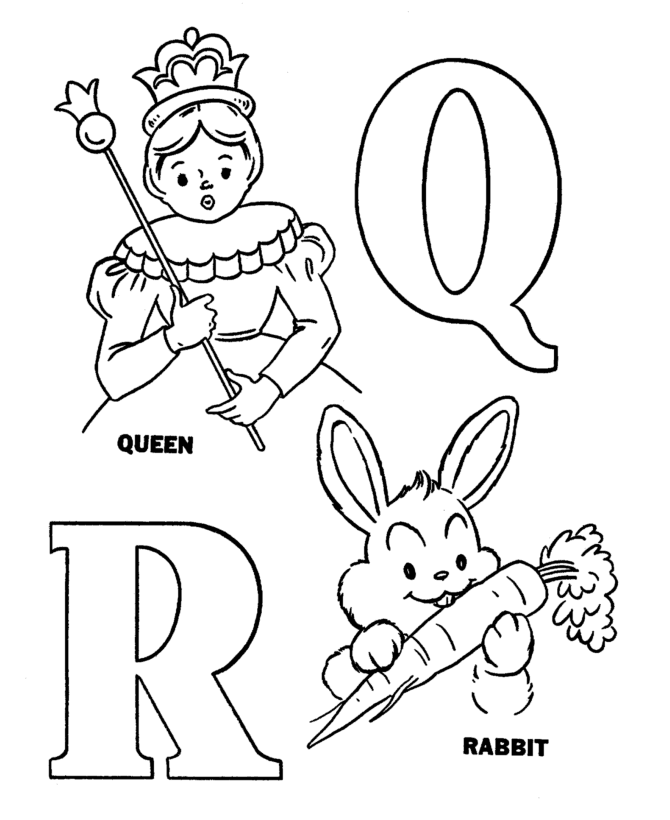 Pre-K ABC Coloring - Alphabet Activity Sheets - Easy Coloring Letters Q