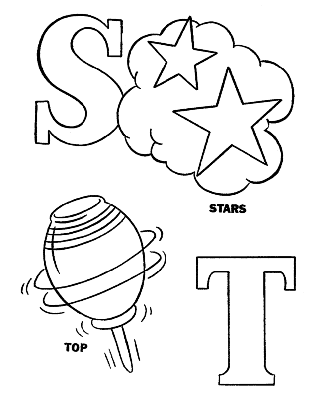 ABC Pre-K Coloring Activity Sheet | Alphabet Letters S-T 