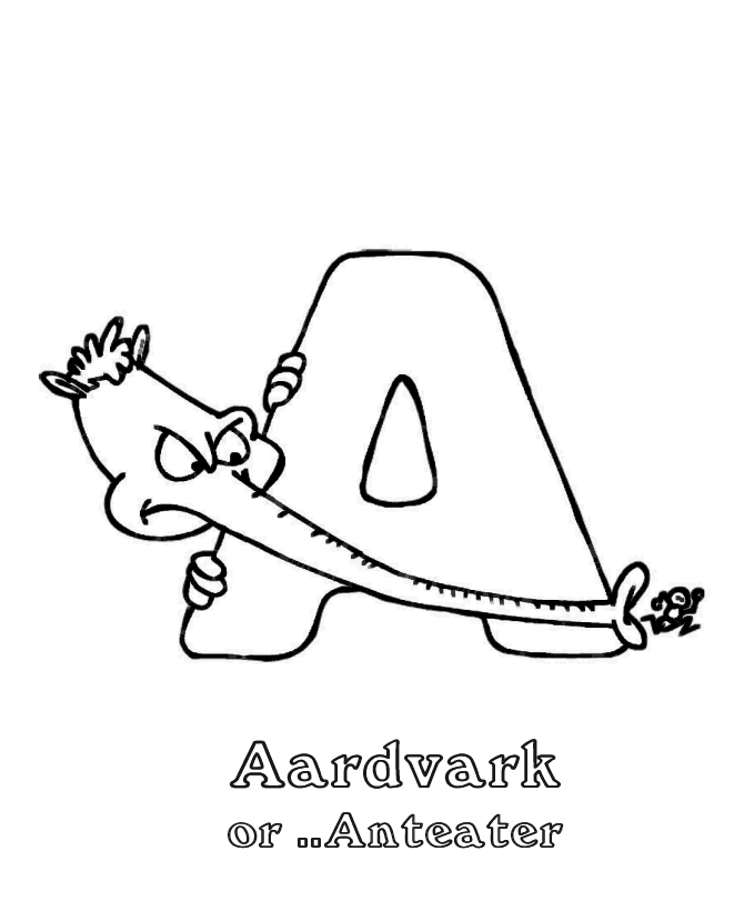 ABC Coloring Sheets - Cartoon Animal Alphabet Activity Sheets - Animal  Letter A - Anteater | HonkingDonkey