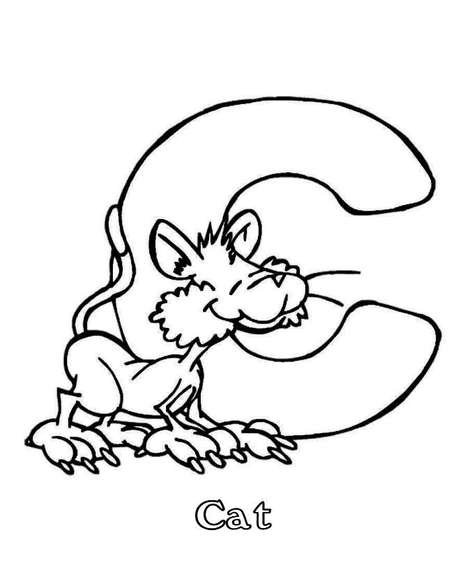 ABC Coloring Sheets - Cartoon Animal Alphabet Activity Sheets - Cute Animal  Letter C - Cat | HonkingDonkey