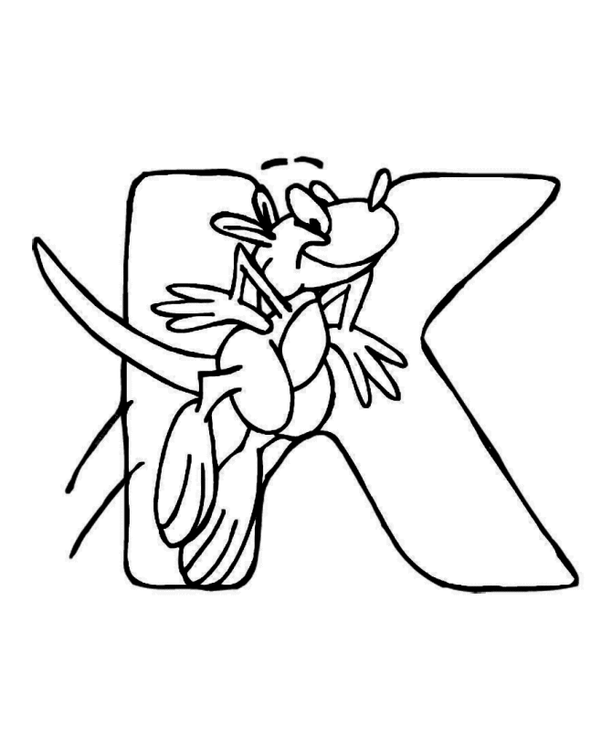 ABC Pre-K Coloring Activity Sheet | Letter K - Kangaroo