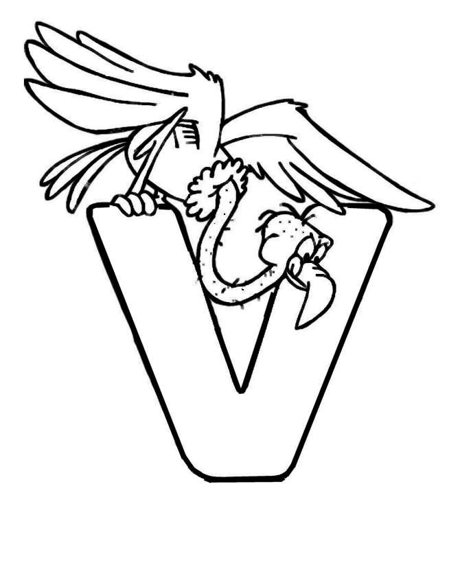 ABC Pre-K Coloring Activity Sheet | Letter V - Vulture