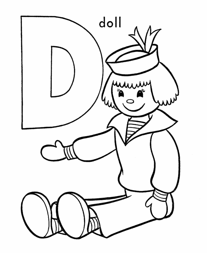 ABC Pre-K Coloring Activity Sheet | D is for Doll
