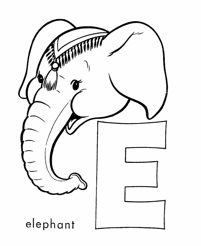 ABC Pre-K Coloring Activity Sheet | E is for Elephant 