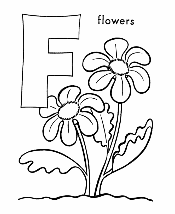 ABC Pre-K Coloring Activity Sheet | F is for Flowers