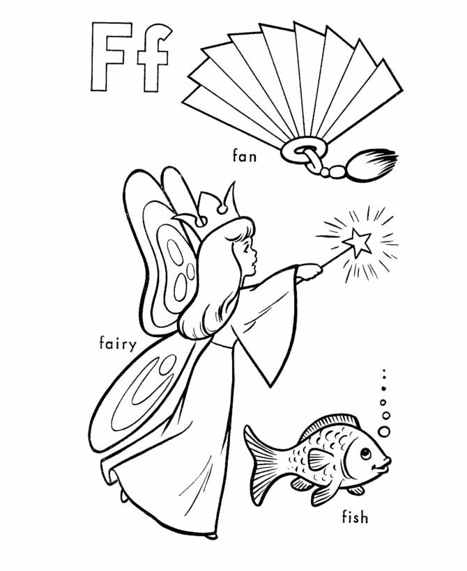 ABC Pre-K Coloring Sheet | F is for fan / fairy