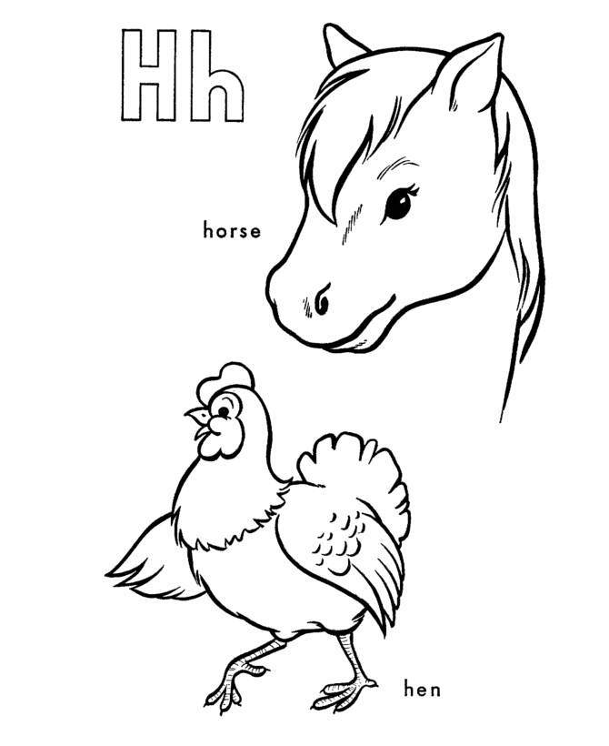 ABC Pre-K Coloring Activity Sheet | H is for horse / hen