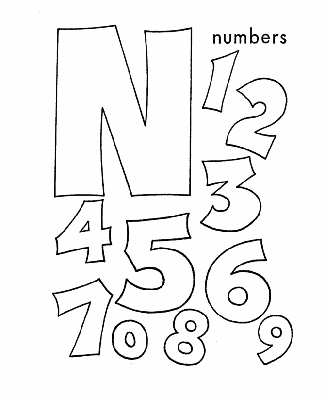 ABC Primary Coloring Activity Sheet | Letter N is for Numbers