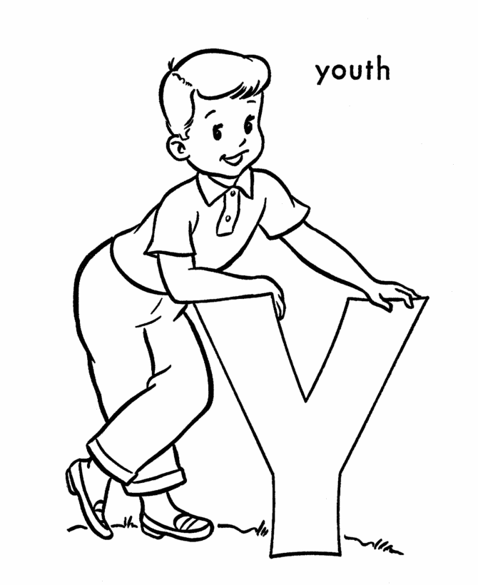 ABC Primary Coloring Activity Sheet | Letter Y is for Youth