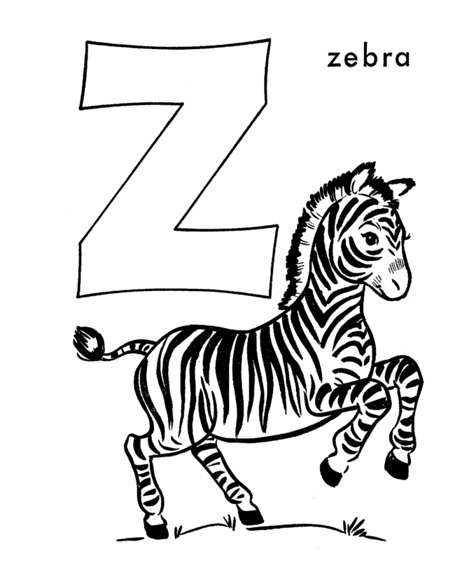 ABC Primary Coloring Activity Sheet | Letter Z is for Zebra