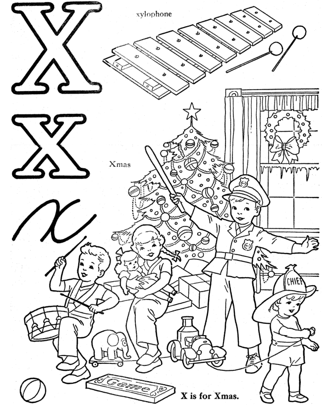 Alphabet Words Coloring Activity Sheet | Letter X - Xylophone
