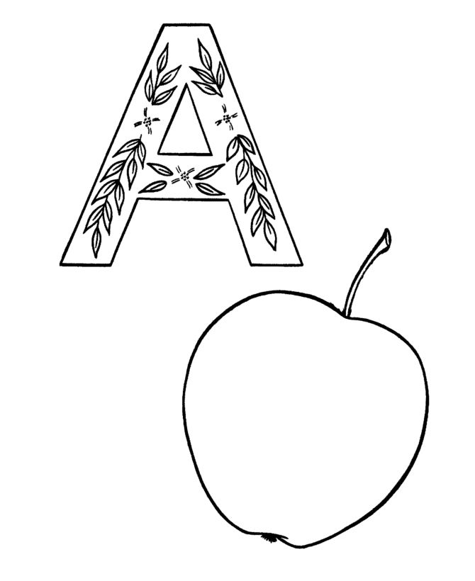 ABC Coloring Activity Sheet | Apple - Objects coloring page
