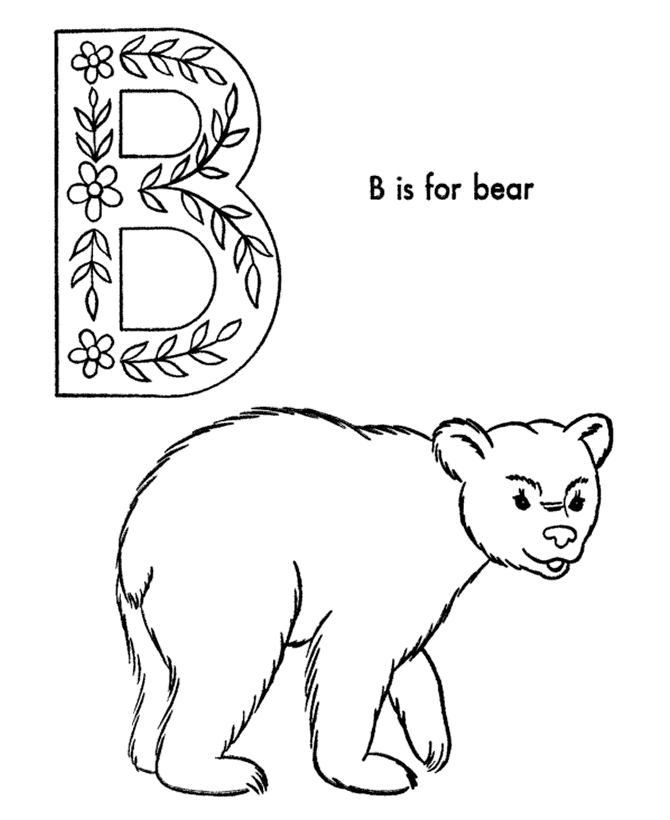 ABC Coloring Activity Sheet | Bear - Animals coloring page