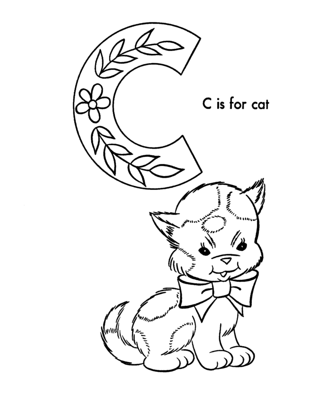 ABC Coloring Activity Sheet | Cat - Animals coloring page