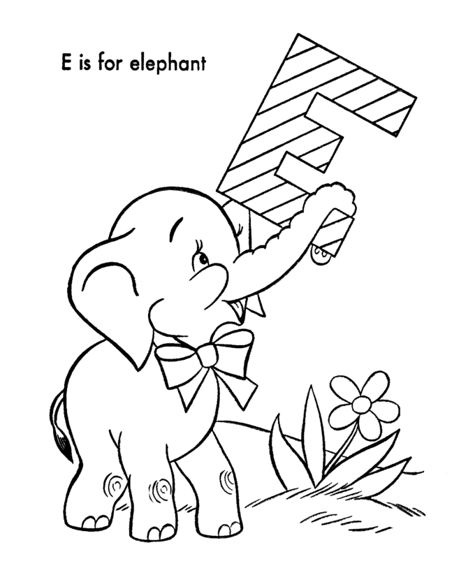 ABC Coloring Activity Sheet | Elephant - Animal coloring page