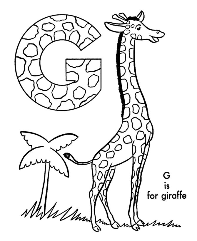ABC Alphabet Coloring Sheets - ABC Giraffe - Animal coloring page