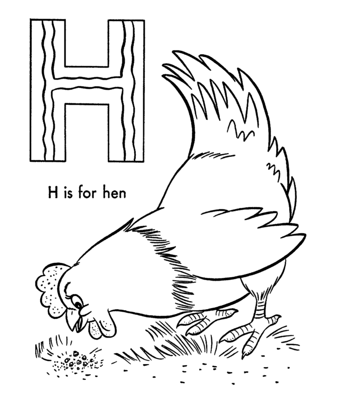 ABC Coloring Activity Sheet | Hen - Animals coloring page