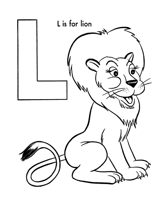 ABC Alphabet Coloring Sheets - ABC Lion - Animal coloring page activity