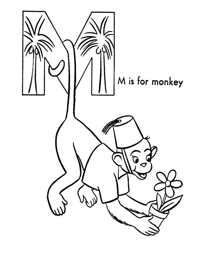 ABC Coloring Activity Sheet | Monkey - Animals coloring page