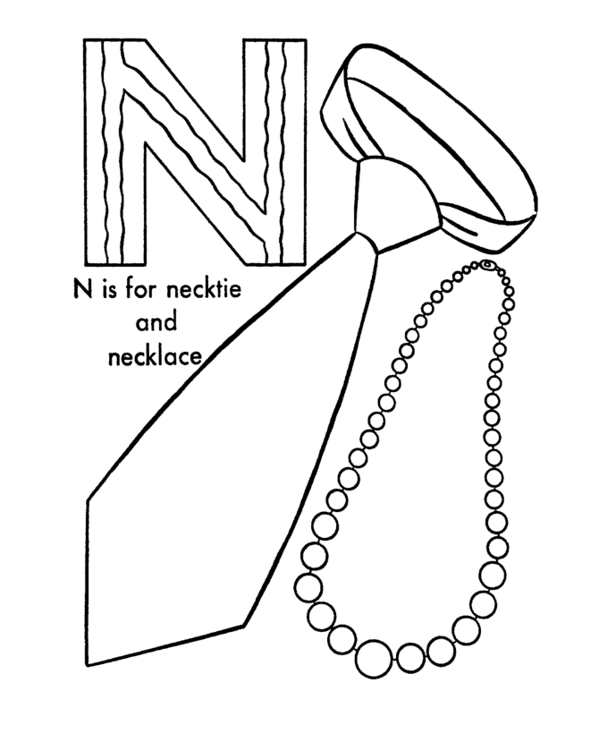 ABC Coloring Activity Sheet | Necktie / Necklace - Objects coloring page