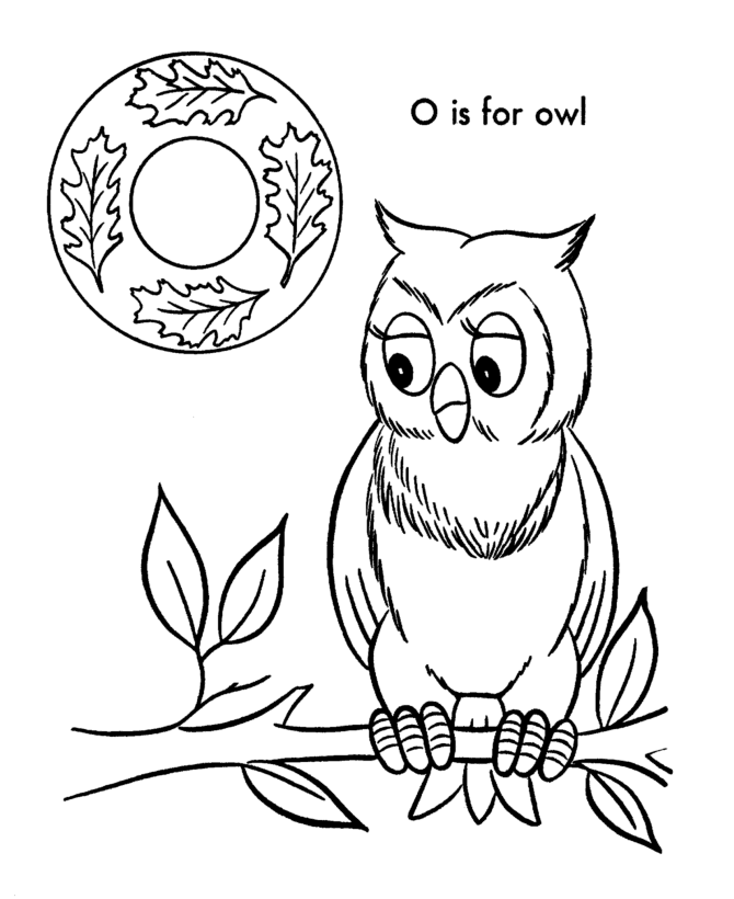 ABC Coloring Activity Sheet | Owl - Animals coloring page