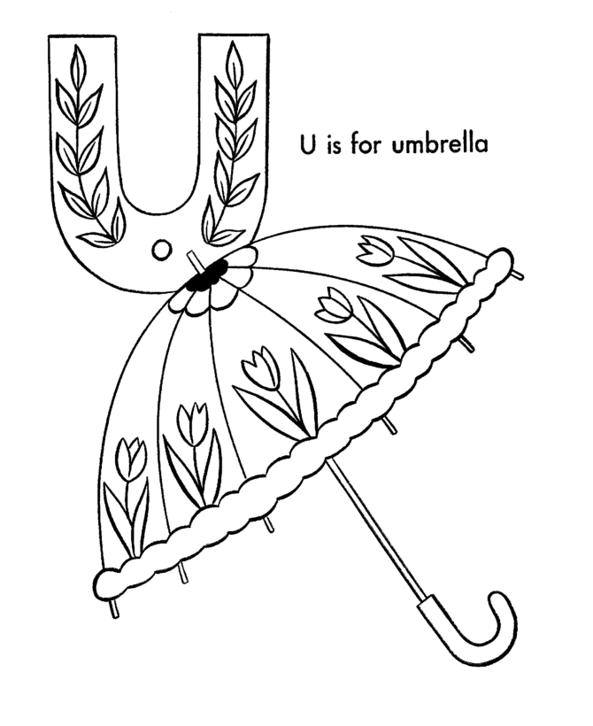 ABC Coloring Activity Sheet | Umbrella - Objects coloring page