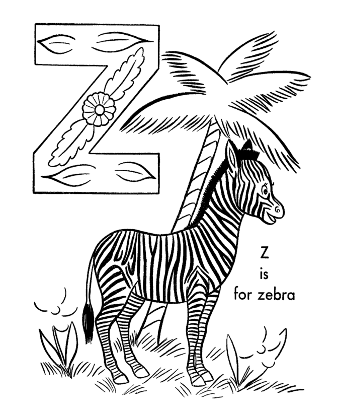 ABC Coloring Activity Sheet | Zebra - Animals coloring page